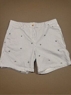 Striped Embroidered Bee Shorts - Blue & White womens joules 14